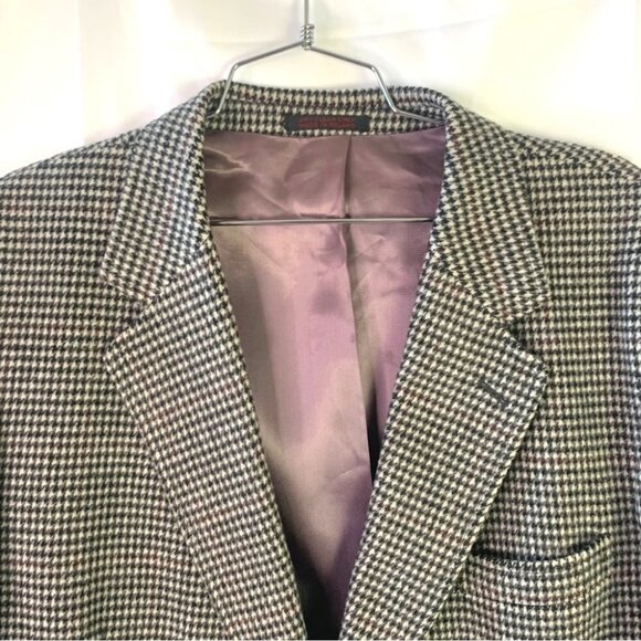 MADE IN POLAND WOOL BLAZER PREMIUM HOUNDSTOOTH BLAZER MULTICOLOUR MEN  SIZE 44R - Picture 5 of 9